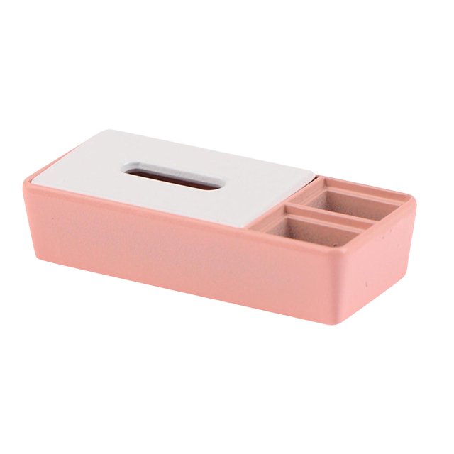 Caja de pañuelos en miniatura para casa de muñecas, decoración moderna de metal rectangular para baño, sala de estar, modelo de soporte de pañuelos Rosa