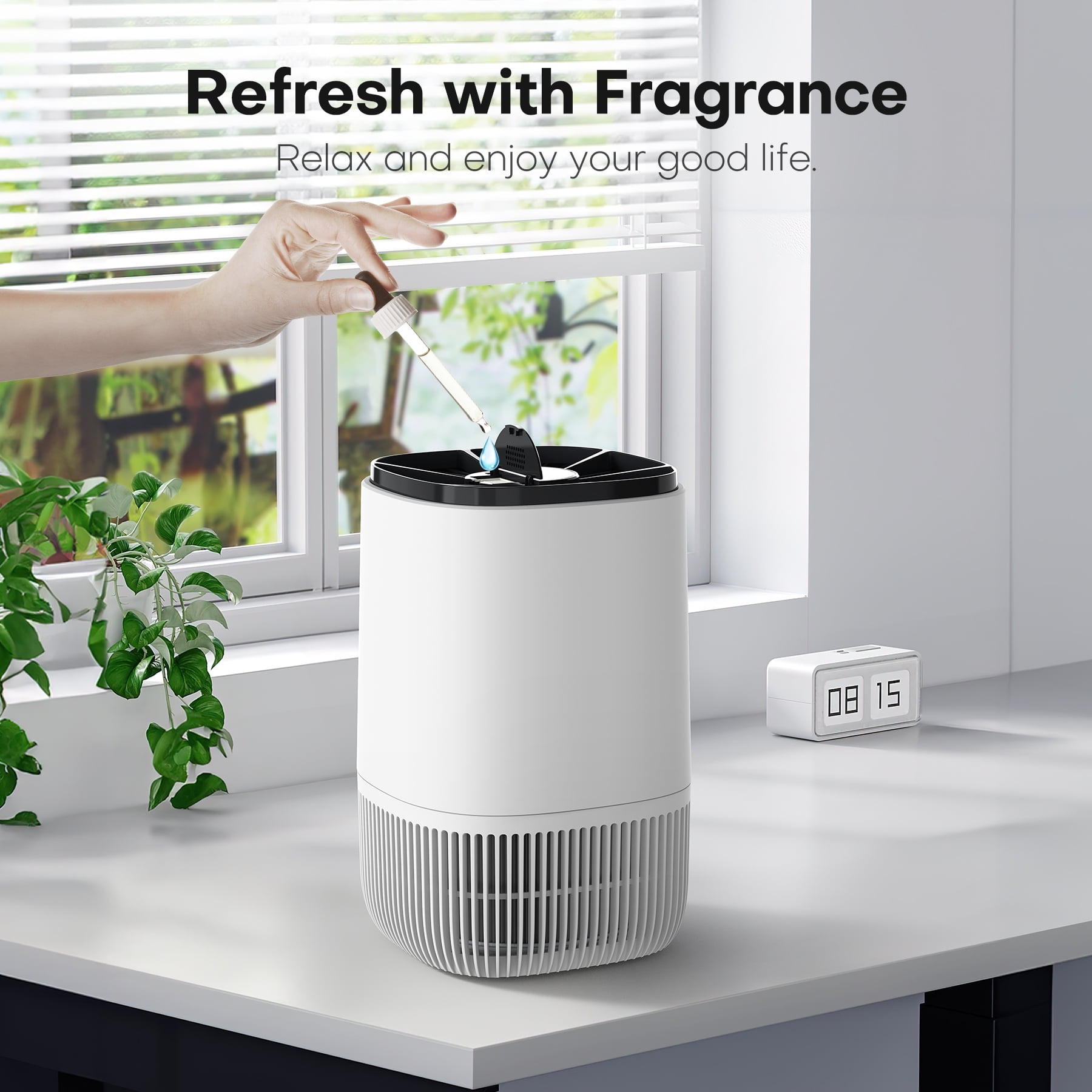 KLOUDIC Air Purifier for Home Bedroom, Hepa 3-in-1 Filter Cleaner with Aromatherapy Function for Better Sleep, Smoke, Pet Dander, Odor, Dust, Office, White