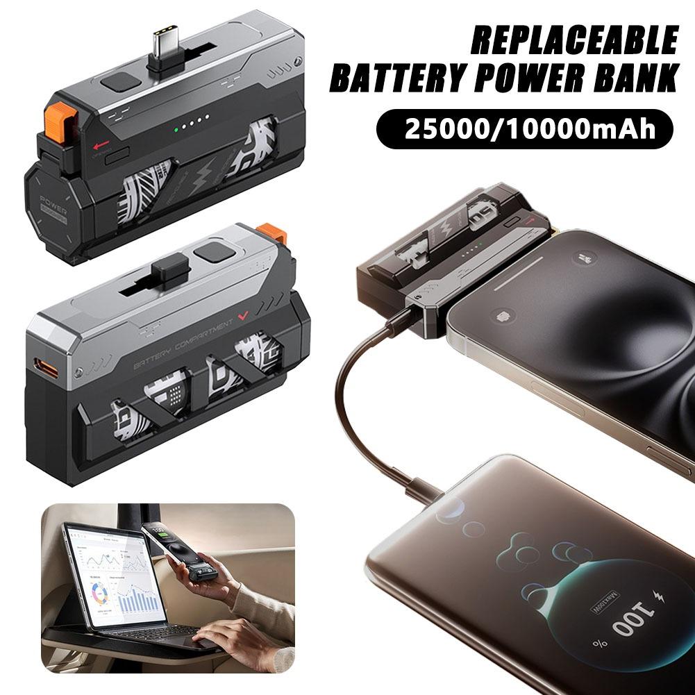 Capsule Pop-up Power Bank, 5000mAh, PD20W, Swappable Battery, with Charging Case, for iPhone/Android