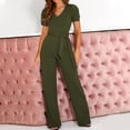thumbnail image 2 of Summer Jumpsuits for Women 2026 Sexy Short Sleeve Casual Dressy Overalls V Neck Belted Wide Leg Rompers Pocket Ladies Beach Vacation Pants Flowy Lightweight Comfy Lounge Clothes, 2 of 6