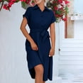 thumbnail image 3 of Baikeli Dresses Clearance Summer Dresses for Women 2024 Lapel Neck Sundress Bandage Tunic Outfits Solid Color Dresses Beach Vacation Dress Dresses for Women 2024, 3 of 6