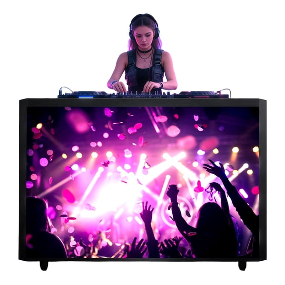 360SPB 5FT P2.604 LED DJ Booth, Portable LED Video Wall DJ Table with Digital Display Screen, Standing DJ Facade for Events, Weddings, Shows, Parties and Entertainment