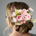 thumbnail image 5 of Peine de pelo de flor rosa, peine de pelo floral, accesorios para el cabello nupcial para novia y dama de honor, regalo navideño para mujeres, 5 of 5