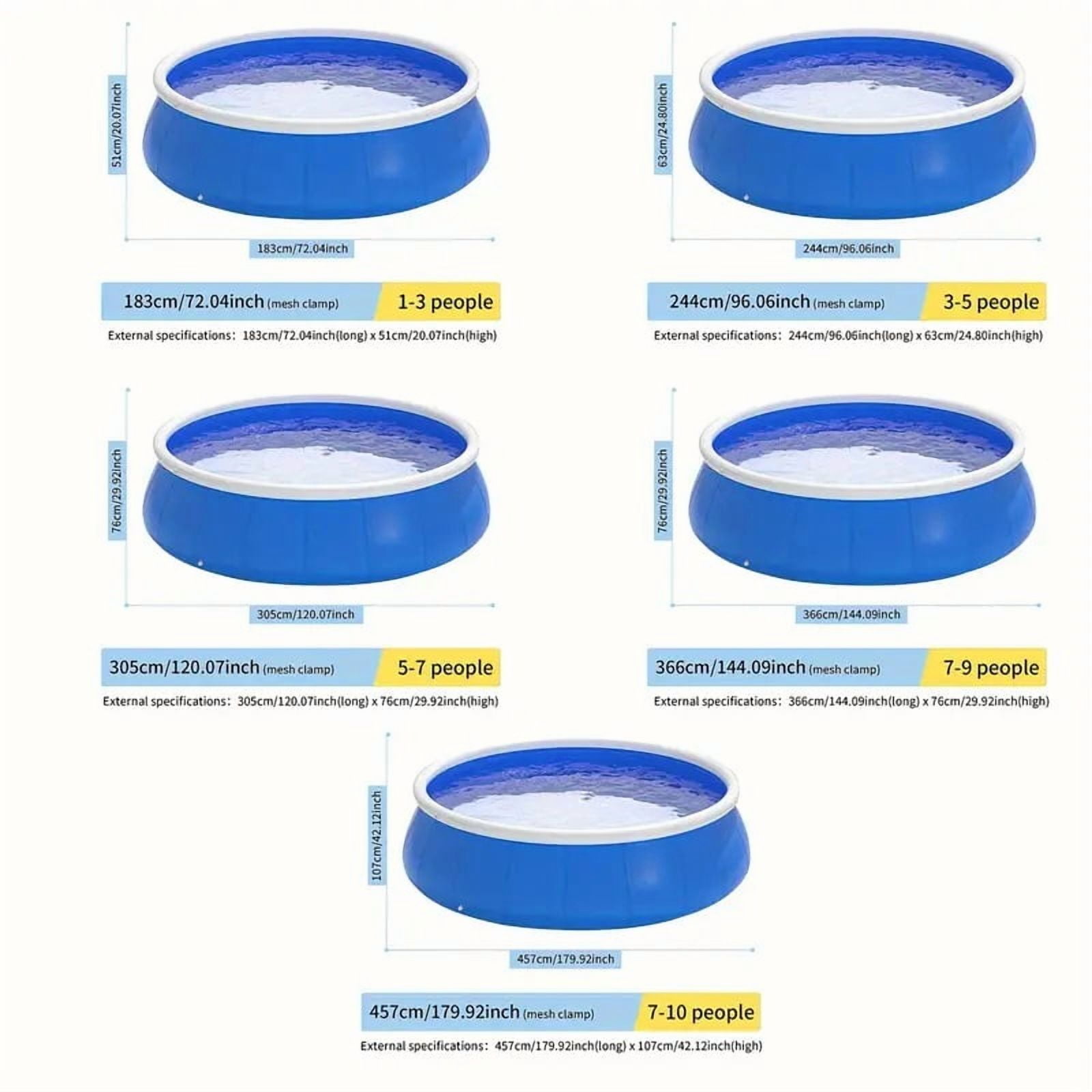 72x20in Montary Inflatable Family Pool for Kids & Adults Backyard Garden Age 3+ Blue