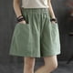 thumbnail image 2 of Pantalones cortos de algodón y lino de pierna ancha, pantalones de pierna recta para estudiantes de corte holgado e informal de talla grande de verano, atuendo completo de corte ajustado para mujer a, 2 of 5