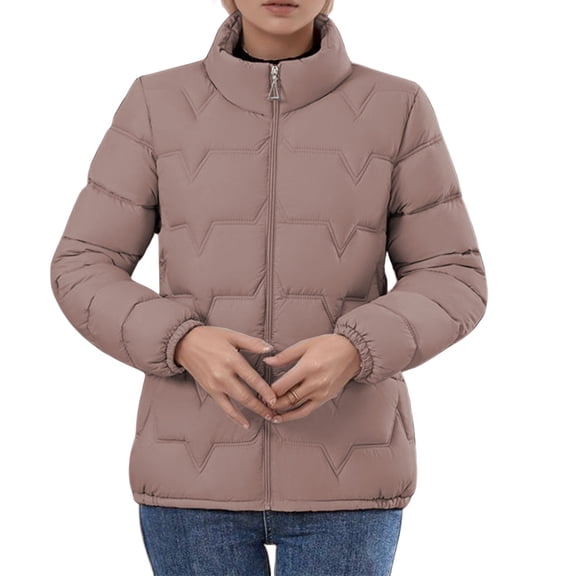 Parkas Winter Coats for WomenShort Puffy Jacket Winter Coats Lightweight Warm Outerwear Loose Fit Stand Collar Quilted Coat For Cold Weather