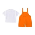 thumbnail image 6 of ANINEO Boys Candy Color Suspenders Outfit Sets Casual O-Neck Short Sleeve T-Shirts With Romper For Children Kindergarten Performance And School Events Trendy Toddler Clothes Sets, 6 of 6