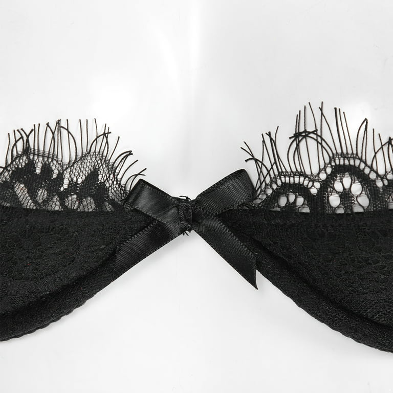 Daenrui Women Sheer Lace Underwire Wire-Free Bra Top Lingerie 1/4 Cup Bra  Tops Underwear Nightwear