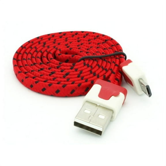 Red Braided USB Cable Rapid Charger Sync Power Wire Tangle Free Flat Cord Compatible With Samsung Galaxy Note Edge