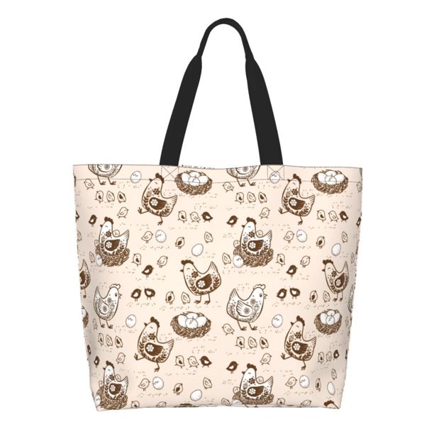 Balery Retro Rooster Bolsa Tote Estilo Estético con Cremalleras, Bolsa de Hombro, Bolsa de Compras Grande y Plegable