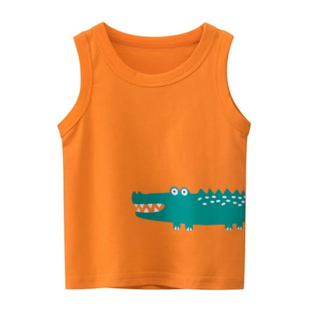 

Dr.Eam Toddler Boys Girls Toddler Kids Baby Boys Girls Cartoon Animal Sleeveless Crewneck Vest T Shirts Tops Tee Clothes For Children Fashion Tops Casual Soft Dailywear Orange 2 Y-3 Y