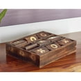 thumbnail image 2 of DecMode 11" x 3" Dark Brown Mango Wood Tic Tac Toe Game Set with Gold Inlay, 1-Piece, 2 of 6