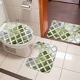 thumbnail image 4 of Sage Green Morocco Bath Mat 3 Piece Bathroom Rug Set, Vintage Grey Shabby Chic Plaid Non Slip Bath Rug Contour Mat and Toilet Lid Cover, Absorbent Shower Mats Soft Bath Rugs and Mats Sets, 4 of 8
