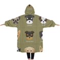 thumbnail image 2 of Oversized Wearable Blanket Hoodie,Dog Breeds Sherpa Blanket Hoodie with Super Pockets,Super Warm Fuzzy Pullover for Women & Men, 2 of 6