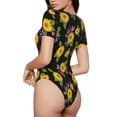 thumbnail image 4 of Uemuo Daisies Flowers Pattern Women's One Piece Short Sleeve Swimsuit Rash Guard Surfing Modest Quick-drying Swimsuit Beach Essentials-Large, 4 of 9