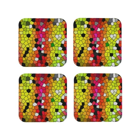 

Tideii Colorful Tie Dye Stained Glass 1 for Leather Coasters 4 Pieces Anti-fouling and Anti-scalding Decorative Coasters Suitable for Restaurants Kitchens Coffee Shops-Square