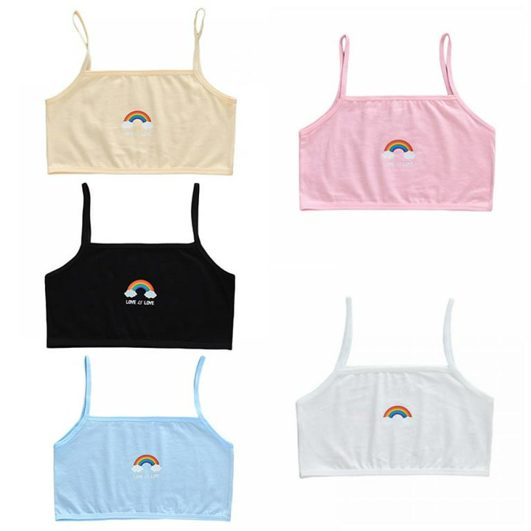 URMAGIC Girls Cotton Rainbow Sports Bra Strap Seamless Underwear 7-12T