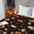 thumbnail image 6 of Halloween Flannel Blanket, Pumpkin and Skull Pattern Soft Warm Throw Blankets for Sofa Bed Chair, Halloween and Fall Winter Supplies, 6 of 6