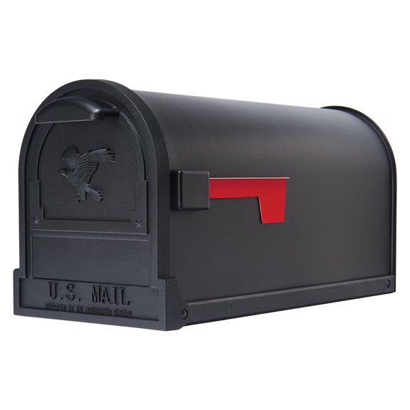 Architectural Mailboxes Arlington Galvanized Steel, Large, Post-Mount Mailbox in Textured Black