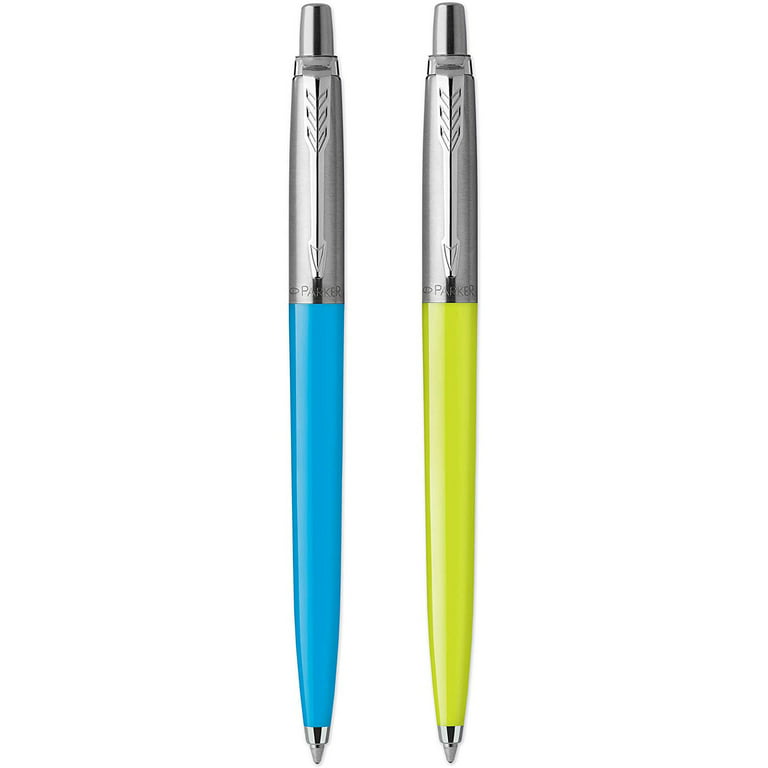 Parker Jotter Originals Ballpoint Pens | Pop Art Collection | Lime and Sky  Blue with Chrome Trims | Medium Point | Blue Ink | 2 Count
