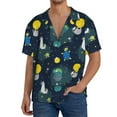 thumbnail image 2 of Picia Space and Animals Men's Linen Shirts Short Sleeve Cuban Beach Shirts Casual Shirts Button Down Shirt for Men Beach Summer Wedding Shirt-4X-Large, 2 of 7