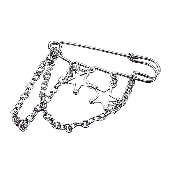 Osdhezcn Five-pointed Star Badge Pin Heart-shaped Keylock/Double Chain Brooch Punk Sneaker Shoes Decorations Suit Lapel Pin