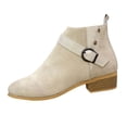 thumbnail image 3 of Busydd Womens Boots Solid Color Chunky Heel Ankle Boots Comfortable Buckle Strap and Side Zipper Booties for Women 39, 3 of 9
