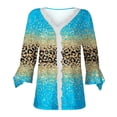 thumbnail image 4 of Dyegold Blouses For Women Dressy Casual 3/4 Flare Sleeve Lace Trim V Neck Floral Print Vintage Tunic Tops Loose Fit Shirts, 4 of 5