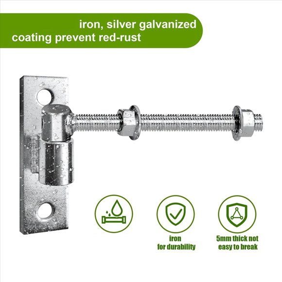 Heavy Duty Gate Hinges for Wood & Metal Gates, 8 Inch J Bolt Hinge, 4-Pack - Ideal for Farm & Barn Gates