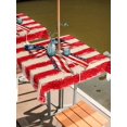 thumbnail image 2 of Outdoor Tablecloth with Umbrella Hole for Patio/Picnic/Party/Camping, Thin Red Lines Waterproof Table Cloth Square Cover Washable, Patriotic Bow Vintage Distressed Striped (60"x 60"), 2 of 9