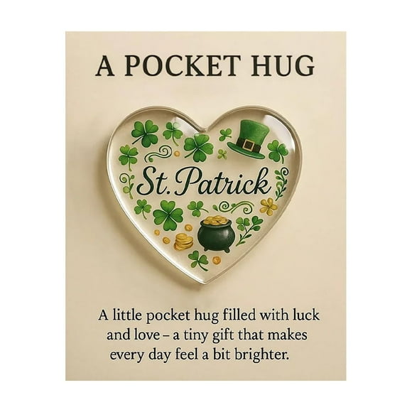 St. Patrick's Pocket Hug St Patricks Days Pocket Hug with Card Heart Shaped Packet with Patrick’S Day Motifs Irish