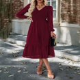 thumbnail image 4 of Long Sleeve A-Line Dress with Ruffled Hem for Women Maternity, 4 of 9