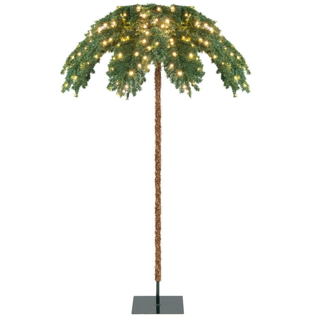Palmera artificial Costway de Navidad Pre-Iluminada 180 cm con 250 luces LED