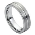thumbnail image 1 of 6mm Tungsten Carbide Brushed Pipe Cut With Shiny Center groove Wedding Band Ring For Men or Ladies, 1 of 3