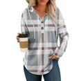 thumbnail image 2 of Tops for Women Plus Size Plaid Print Long Sleeve Button Drawing Hooded Casual Blouse Shirt Womens Blouse Multicolor XXL, 2 of 5