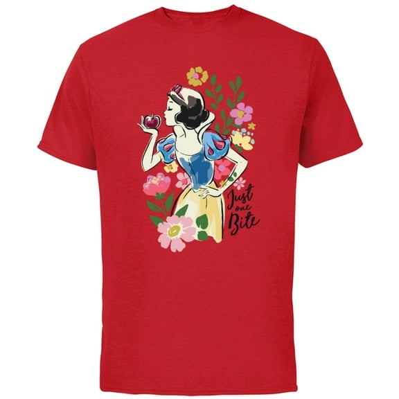 Disney Princess Snow White Just One Bite Floral - Short Sleeve Cotton T-Shirt for Adults - Customized-Red