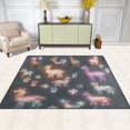 thumbnail image 2 of Yayeee Area Rugs for Living Room 5.2'x4' Non Slip Washable Bedroom Floor Carpet, Neon Llamas Pattern, 2 of 6