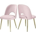 thumbnail image 2 of Meridian Furniture Logan Chaise de Salle à Manger en Velours Rose (Ensemble de 2), 2 of 17