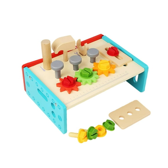 Mini Wooden Work Bench for Kids Repair Workbench Preschool Role Play Educational