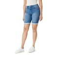 thumbnail image 2 of Angels Forever Young Women's 360 Sculpt 9" Mid-Rise Denim Bermuda Shorts, 2 of 4