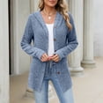 thumbnail image 4 of Qzwdhjm Women's Cardigan Sweaters Ribbed Knit Hooded Button up Cardigans Mid Length Long Sleeve Sweater Coat with Pockets Casual Fall Outerwear, 4 of 8