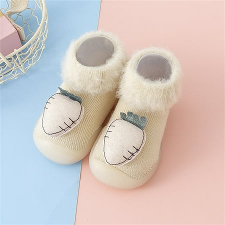 

Quealent Baby Booties Baby Boy Girl Cotton Booties Non Skid Grippers Soft Sole Socks Warm Winter Toddler Stay On Slippers Cozy Crib Shoes Khaki 12 Months