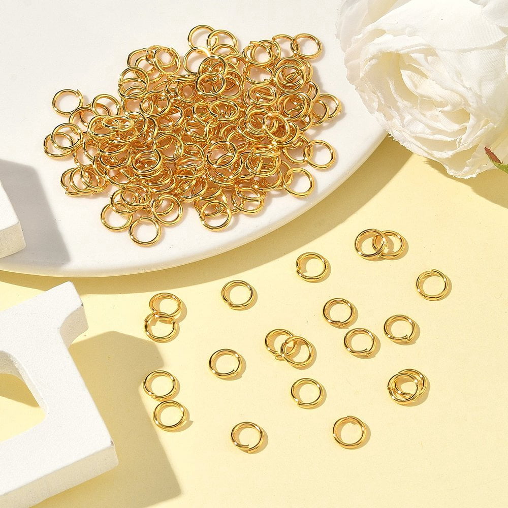 Brass Open Jump Rings Round Cadmium Free Nickel Free Lead Free Golden 7x1mm 18 Gauge Inner Diameter: 5mm 4000pcs/500g