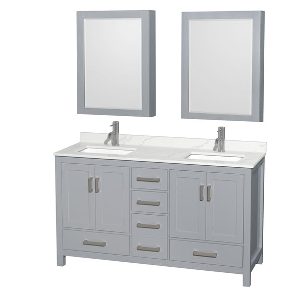 Wyndham Collection WCS141460DGYGTUNSMED Sheffield 60" Free Standing Double Basin Vanity