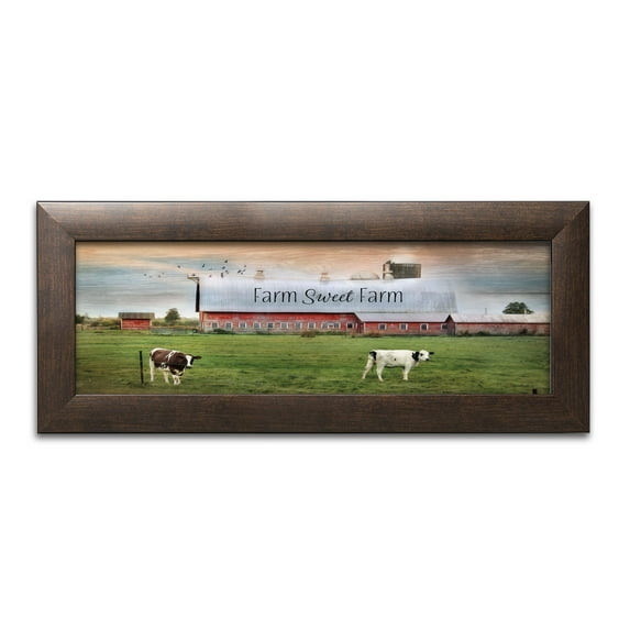 Gango Home Decor Country-Rustic Farm Sweet Farm by Lori Deiter (Ready to Hang); One 18x8in Brown Framed Print