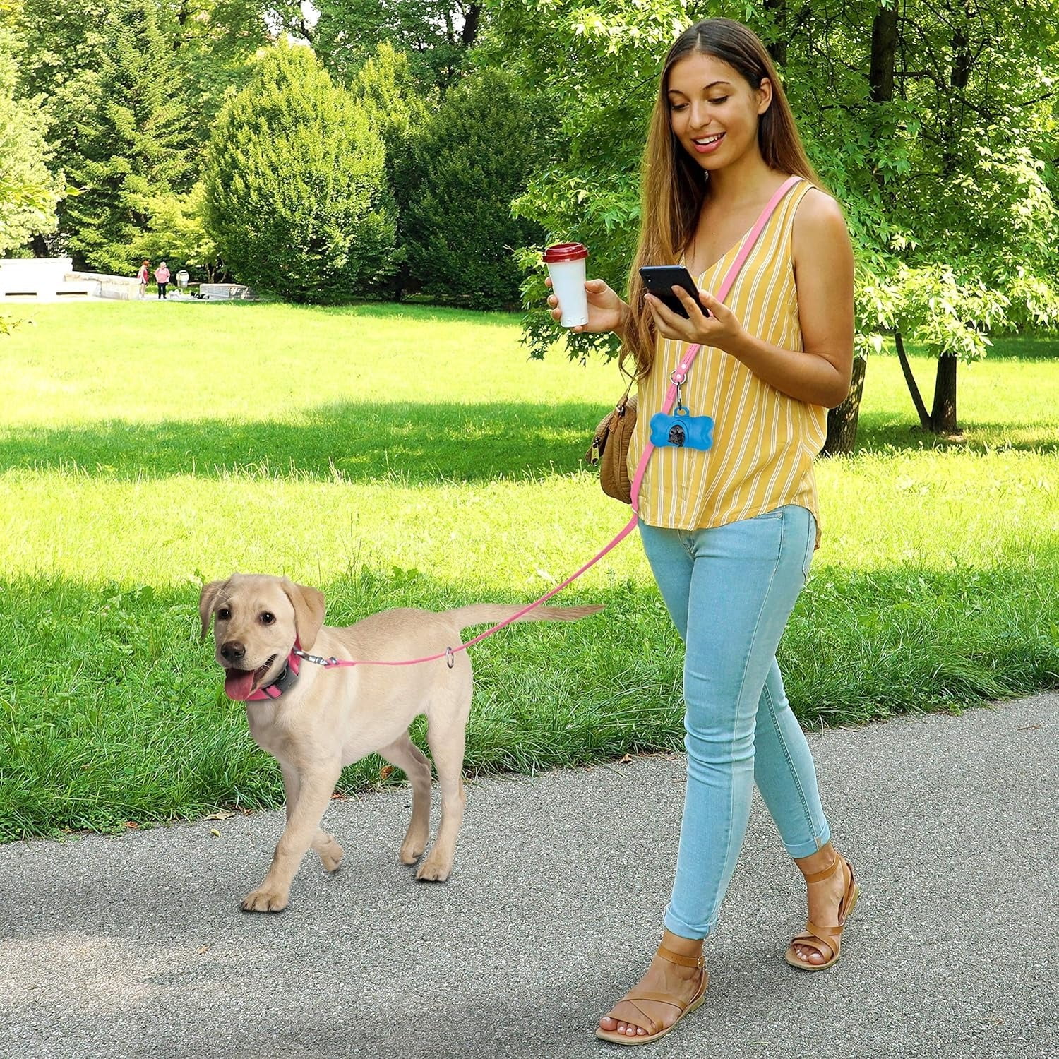Multipurpose Biothane Dog Leash W3/4" x L7', Adjustable Hands-Free Dog Leash for over 7 Different Activities