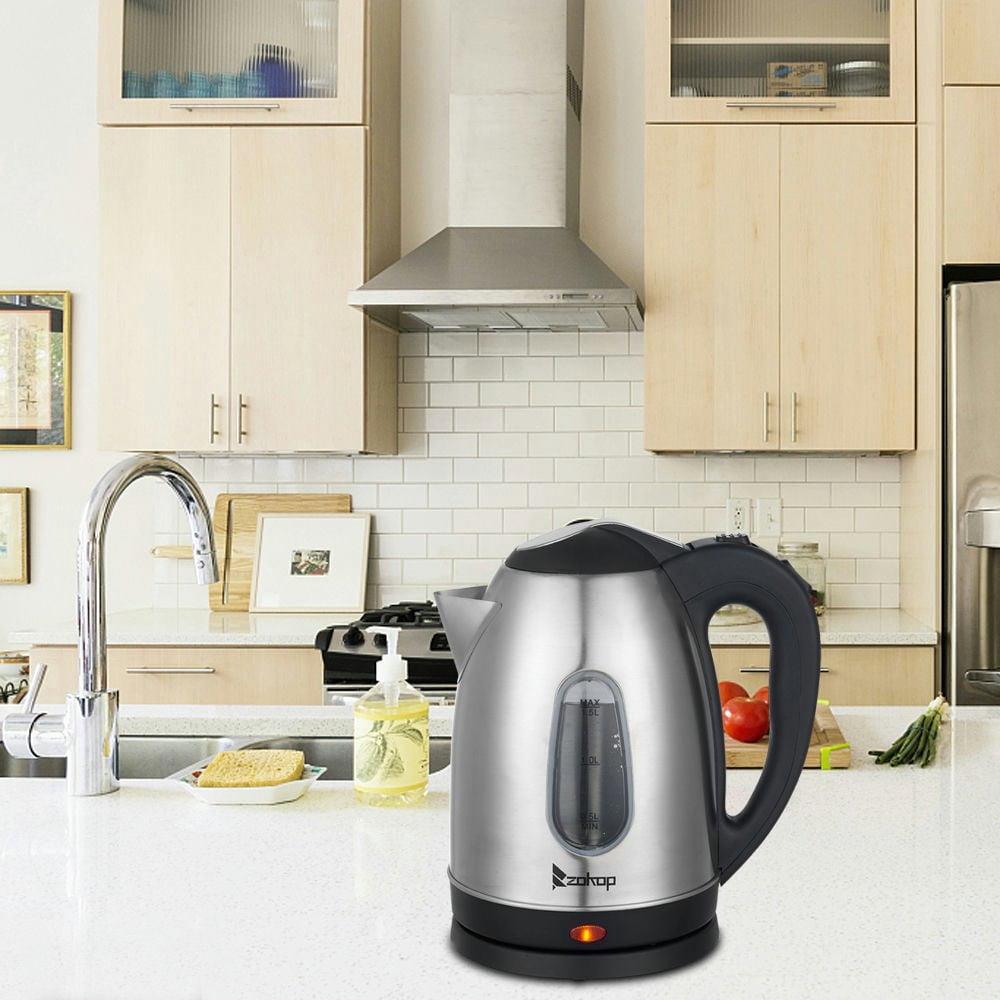 Resenkos1.5L Stainless Steel Electric Kettle With Water Window, Homes & Offices, Fast Heating & Durable Quality And Easy to Use, Black And Sliver