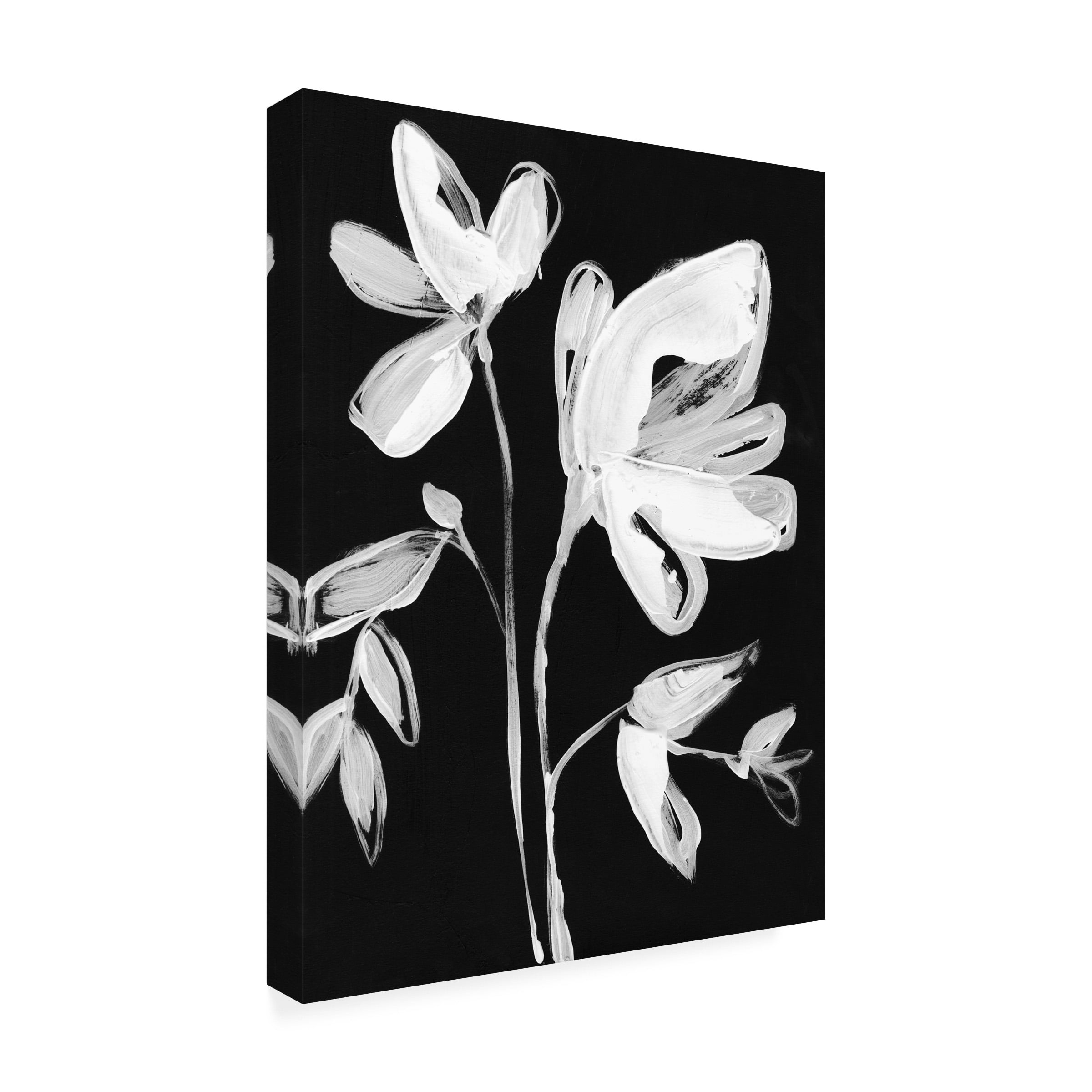 Jennifer Goldberger 'White Whimsical Flowers II' Canvas Art