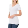 thumbnail image 3 of Niobe Clothing Womens V-Neck Cotton Short Sleeve Long T-Shirt Top, 3 of 7