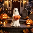 thumbnail image 5 of VAIFTILNO Halloween Decorations, 13.7in Outdoor Safe Ghost Figurine with Pumpkin Candy Bowl for Front Door, Porch, Outdoor Indoor Decor, 5 of 7